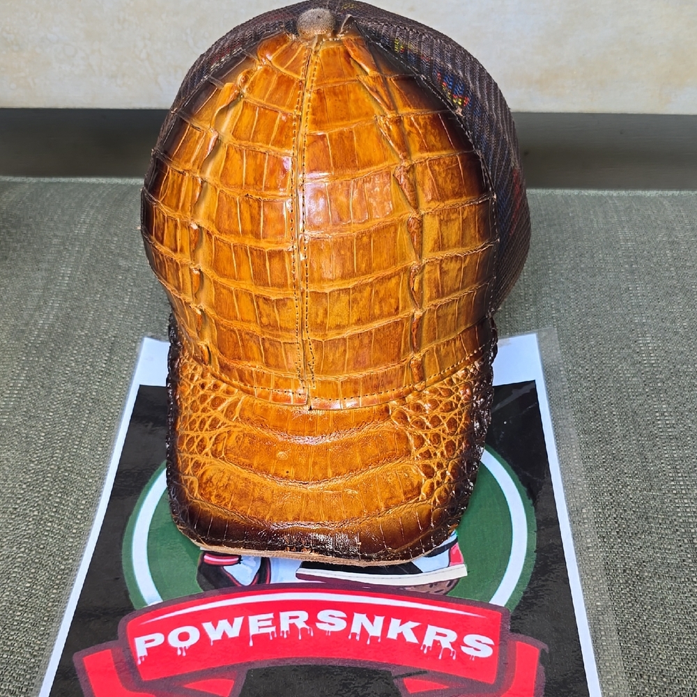 Cocodrile Patterned Brown Cap Adjustable Hand Made New